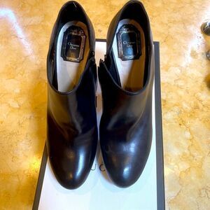 DIOR black leather platform booties - size 41
